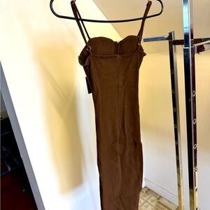 Brown High Spandex Fashion Nova Midi Dress Medium